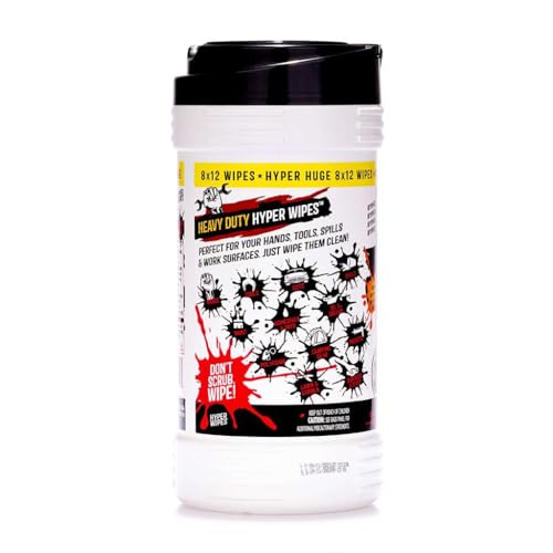 Juniper CLEAN Hyper Wipes, 1 Pack Heavy Duty Hand & Tool Cleaning Wipes, 8"x12" Multi-Surface Cleaning Wipes, Degreasing, All Purpose Cleaner, Mechanic, Work Wipes, 90 Count Canister - size: 90 Count (Pack of 1)