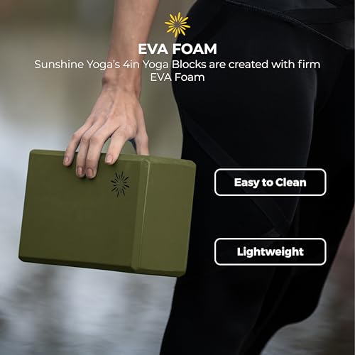 Bulk 4 in Foam Yoga Blocks, 10 Pack - color: Olive