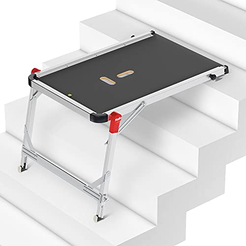 Hailo TP1 Work platform for staircases Non-slip textured coated board Length and height-adjustable telescopic rails and feet Integrated spirit level Two-hand safety unlocking mechanism 9940-101 Silver - style: Old Version