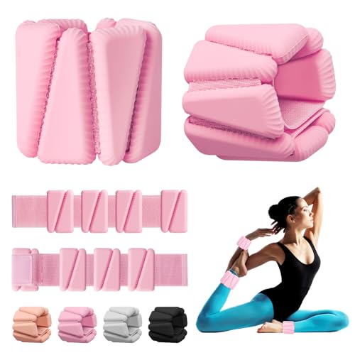 Wrist Weights, Adjustable Wrist Ankle Weights for Women, Wearable Arm & Leg Weights Set of 2(1 lb Each), Weighted Bangles for Walking, Yoga, Dance, Barre, Gym - color: Pink
