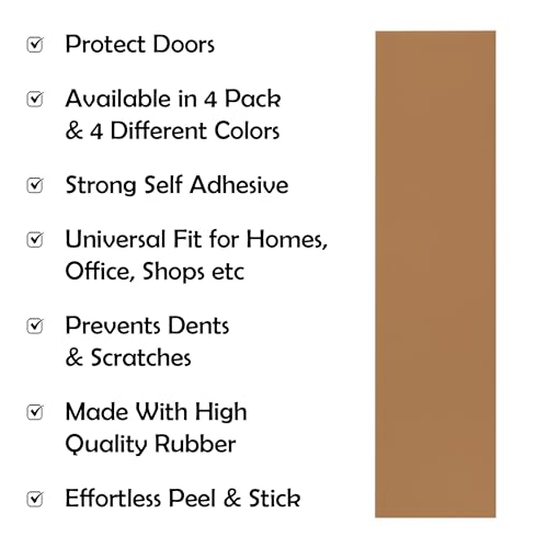 Rubber Bond Push Plates (4 Pack) 4" x 16" - Effortless Peel & Stick - Prevents Dents & Scratches - Self-Adhesive & Universal Fit (Brown) - color: Brown, size: Push Plate - 4 Pack - 4"x16"