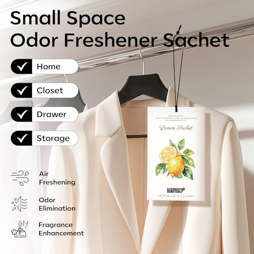 MYARO 12 Packs Lemon Scented Sachets for Drawer Closet Bathroom Odor Eliminator - Fresh Home Fragrance Car Air Frehener - color: Lemon