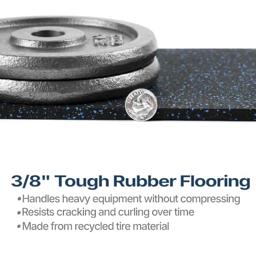 Flooring Inc's 1/4" Thick Tough Rubber Flooring Roll | Flexible Recycled Rubber Floor Mats for Home Gym | Heavy Duty Rubber Mat for Home Gyms, Sheds, Horse Stall Mat or Trailer - color: Blue, size: 120"L x 48"W x 0.4"Th