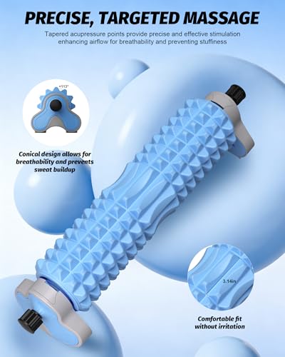 Foam Roller for Back, 3-Level Height Adjustment Deep Tissue Massage Tool | Spinal center groove, dual-zone textured nodes, hands-free bodyweight control, stable wide base, compact home storage design