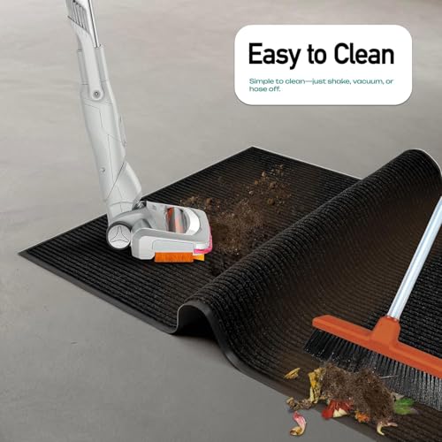 Durable Rubber Door Mat - Heavy Duty, Indoor/Outdoor, Easy Clean, Waterproof, Low-Profile Mat for Entry, Patio, Garage - Stylish (Black, 2' x3' Feet) - color: Black, size: 2 x 3 feet
