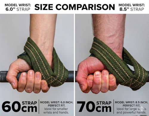 SERIOUS STEEL FITNESS Red Figure 8 Lifting Straps | Deadlift & Strongman Axle Straps - 3 Sizes - color: OD Green, size: (70 CM - 7.25" Wrist or More)