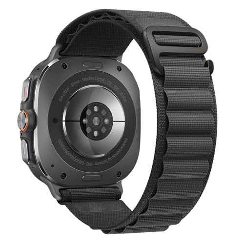 Trail Band for Samsung Galaxy Watch Ultra Bands 47mm Men/Women,Rugged Fabric Nylon Alpine Sport Loop Strap for Samsung Galaxy Watch 7 Ultra Band 47 mm 2024 Breathable Replacement Wristband - color: 01-Black
