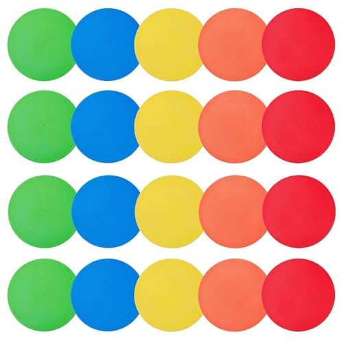 Spot Markers 4 Inch 9 Inch Non Slip Rubber Floor Markers Flat Field Cones Poly Dots for Classroom Dance Sports Soccer Basketball Speed Agility Training - style: 9inch 20pcs 5colors