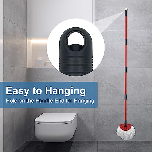 Mop Replace Heads Mop Handle and Base Replacement for O Cedar EasyWring 1-Tank Spin Mop System, 2 Microfiber Mops Refills, 4-Section Iron Mop Handle 30-58Inch and 1 Mopping Heads Cover Set (No Bucket) - color: 1 Sets Mop Handle + 2 White Heads + 1 Base