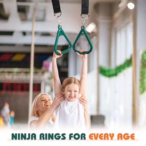 LadyRosian Trapeze Bar Swing Monkey Bars Hanging Ninja Rings Warrior Slackline Obstacle Course Kits for Kid Playground Equipment Accessories (Green) - color: Green