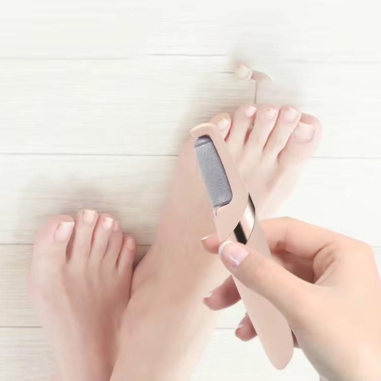 Electric Foot File, Rechargeable Callus Remover with 2 Roller Heads, Dual Speed, Pink