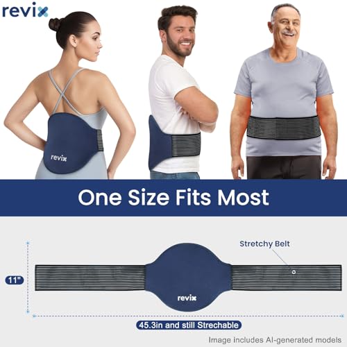 REVIX Extra Large Lower Back Ice Pack Wrap, 2 Pack Gel Wrap for Lumbar | Reusable Cold Gel for Sciatica & Waist Relief, 13.4 x 11 in, Hands-free Lumbar Wrap for Men & Women, Blue - color: Blue