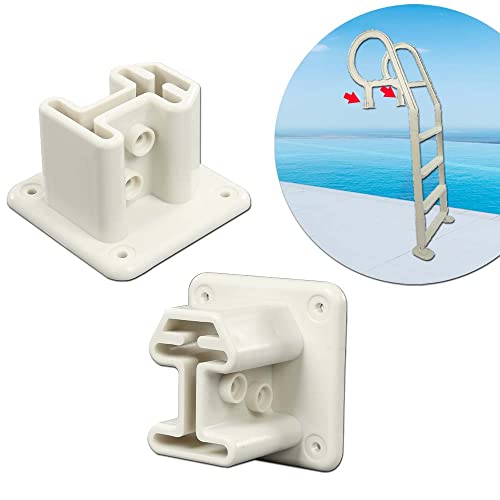 G-PLUS Ladder Flanges Pool Ladder | Compatible with Heavy Duty Resin In-Pool Above Ground Swimming - size: White(square)
