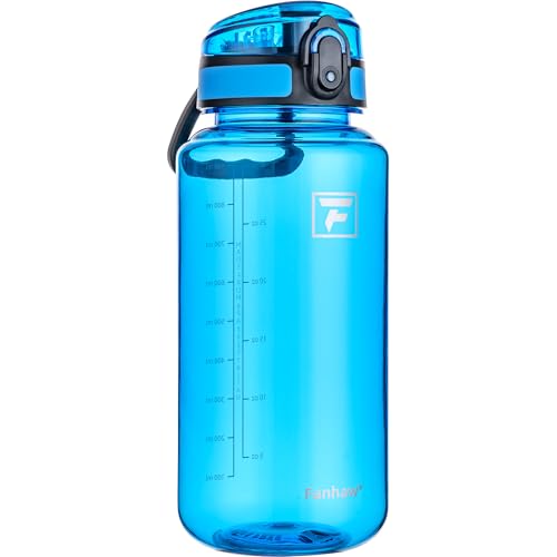 Fanhaw 32 Oz Clear Tritan Water Bottle, BPA-Free & Leak-Proof, Wide Mouth with Anti-dust Chug Lid, Reusable Plastic Bottle for Gym, Travel, School & Office, Back to School Essentials (Classic Blue) - color: Classic Blue, size: 32 Ounces
