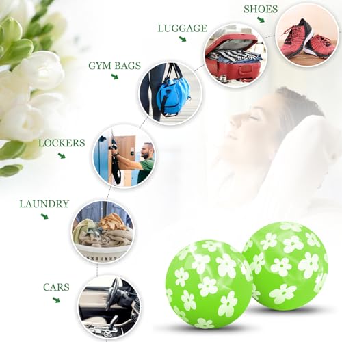 SCENTORINI Shoe Deodorizer Balls, Fresh Jasmine Scent * 6 Pack | Sneaker Deodorizer Balls Odor Eliminator, Long Lasting Shoe Fresheners for Smell Boots, Locker Gym Bag, Drawers, Small Spaces - size: 0.11 Ounce (Pack of 6)