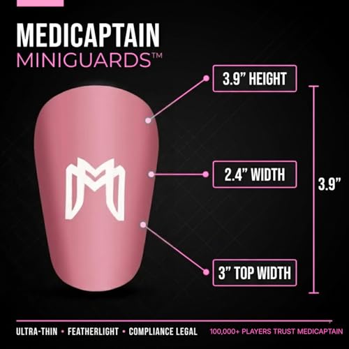 MediCaptain MiniGuards - Mini Shin Guards for Soccer Players - Tiny Shin Pads for Men, Women, Teens - Miniature Shin Guards 3.9 x 2.4 inch - Perfect for High Level Soccer Athletes - color: Pink