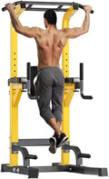 soges Power Tower Pull Up Bar Dip Station, All in One Free Standing Pull Up Bar for Home Gym with 7-Level Height Adjustable, Multi-Function Power Racks Strength Training Equipment, 330 lbs Capacity - color: Yellow