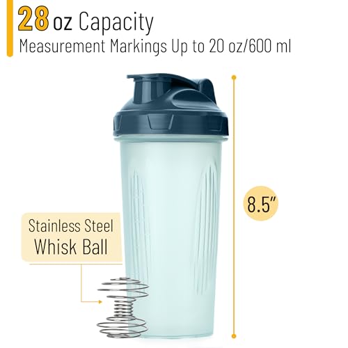 Mr. Pen- Shaker Bottles for Protein Mixes, 28 oz | Leak Proof Shaker Cups with Stainless Steel Wire Whisk Ball for Protein Shakes and Pre Workout, Fathers Day Gift - color: Clear