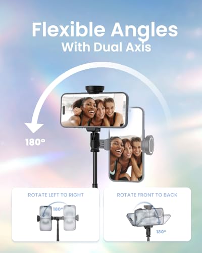 KraftGeek 66" JustTap Phone Tripod for iPhone, Automatic Selfie Stick for Cell Phone, Tripod Stand with Remote for Video Recording, Black - color: Black