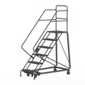 Tri-Arc KDHS106242 6-Step Heavy-Duty Safety Angle Steel Rolling Industrial & Warehouse Ladder with Grip Strut Tread - size: 6-Step, style: Grip Strut Tread