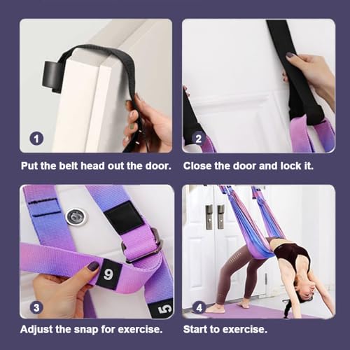 Leg Stretcher Strap - Yoga Stretching Strap,Yoga Door Swing,Backbend Training Rope with Door Anchor, Flexibility Trainer Stretching Equipment Assist Stretch Strap for Fitness Gymnastics Dance Aerial Ballet (purple) - color: colorful