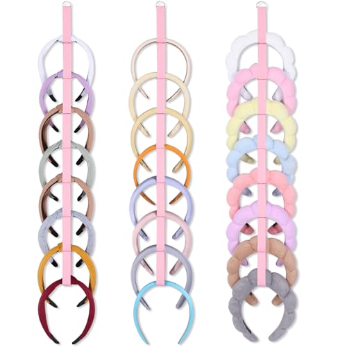 3 PCS Headband Holder Organizer for Girl,Hanging Hairband Storage for Women,Pink Hair Hoop Display Hair Accessories Organizer Bedroom College Dorm Decor - color: Pink-3pcs