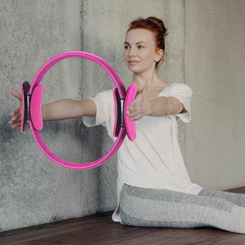 Syhood Pilates Ring 11. 81 Inch Pilates Circle Yoga Ring Magic Lightweight Flexible Workout Equipment for Fitness Physical Therapy Resistance Exercise Arms Legs - color: Pink,Purple