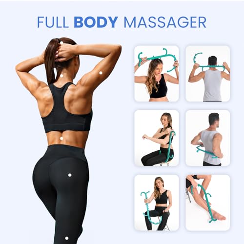Ranarose Deep Tissue Back & Neck Massager - Back Massager Stick for Pain Relief, Muscle Knot Remover, Trigger Point Massage Tool for Full Body, Shoulders, Legs - Pressure Point Massage Tool - color: Turquoise