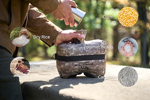 Buffalo Creek Supplies All Weather Durable Front and Rear Shooting Rest Bags, Rifle Rest Sand Bag for Bench Rest Shooting, Hunting, Target & Competitive Sports Shooting-Unfilled - color: Desert Digital