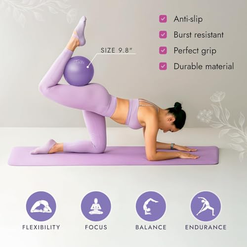 Pilates Ring and Ball Set with Video Tutorials, 10-in-1 Home Pilates Kit | Complete beginner-friendly workout kit for women to tone, strengthen and improve flexibility, balance and core at home - color: Luxury Purple