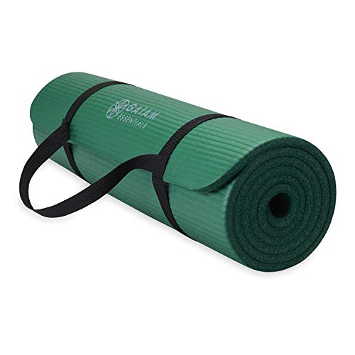 Gaiam Thick Yoga Mat, Exercise & Fitness Mat with Easy-Cinch Carrying Strap | Non-Slip NBR Foam | Joint Cushioning | Yoga, Pilates, Fitness & Floor Workouts | 72"L x 24"W - color: Green