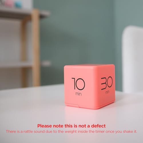 mooas Cube Timer (Coral), Timers Cube Flip Block Timers Productivity Gravity Sensor Time Management for Kids ADHD Classroom Kitchen Desk Workout Cooking Study 10, 30, 50, 60 min Timer Setting - color: Coral