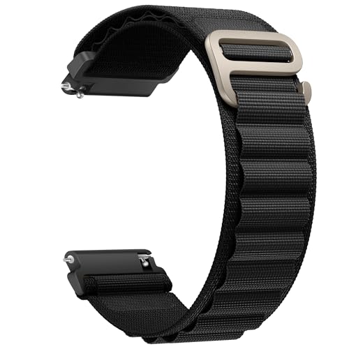 Nylon Band Compatible with Samsung Galaxy Watch 7/FE/6/5 Pro 4 3/Watch 4 6 Classic/Active/Gear S2 S3 Frontier Band, 20mm 22mm Sport Loop Strap for Galaxy Watch 47mm 43mm 45mm 40mm 44mm 42mm 46mm 41mm - color: Sport- Black, size: 20mm