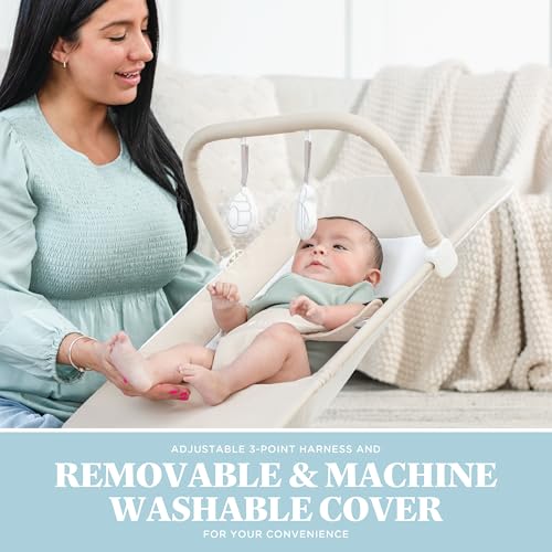 Baby Delight Alpine Deluxe Portable Bouncer, Infant, 0-6 Months, 100% GOTS Certified Cotton Fabrics, Organic Oat - color: Organic Oat