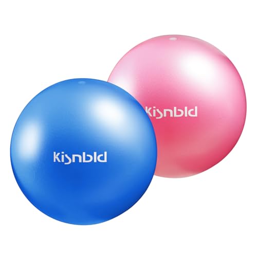 kisnbld Small Exercise Ball, 9 Inch Mini Pilates Ball, Anti Burst and Slip Resistant Mini Yoga Ball for Stability, Fitness, Physical Therapy, Stretching & Core Strength Workout at Home Gym & Office - color: 1Blue&1Pink