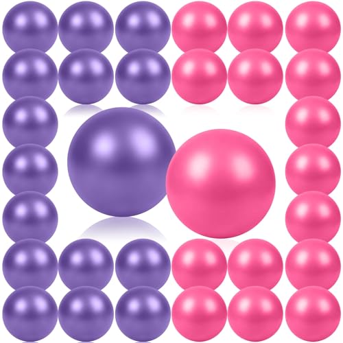 40 Pcs Small Exercise Pilates Ball Bulk 9 Inch Mini Yoga Balls Anti Burst and Slip for Stability Fitness Physical Therapy Stretching & Core Workout at Home Gym Office Class - color: Pink, Purple