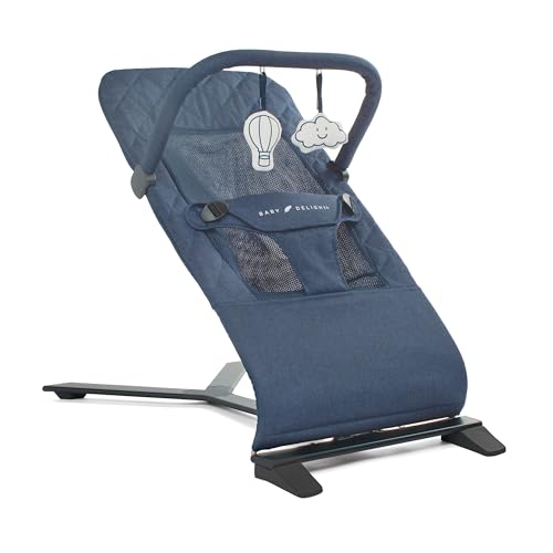 Baby Delight Alpine Deluxe Portable Bouncer, Infant, 0 – 6 Months, Quilted Indigo - color: Quilted Indigo