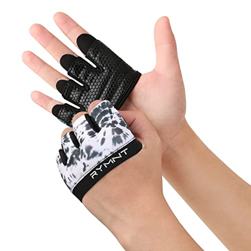 Minimal Workout Gloves for Women Men, Micro Fingerless Gym Gloves Grip Pads | Work Out Gloves for Kettlebells, Weight Lifting, Exercise, Pull Up, ,Cross Training, Silicone Grip Lifting Half Finger Gloves - color: 3-Tie Dye White, size: Small