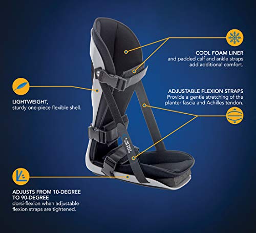 United Ortho Plantar Fasciitis Adjustable Leg Support Brace Fits Right or Left Foot for Soreness Relief, Foot Pain and Stretching, Large, Black - size: Large