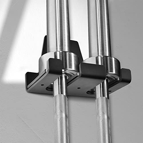 Yes4All Vertical Wall Mounted Olympic Barbell Holder, Barbell Storage Rack, Hanging Barbell Rack for Home Fitness Equipment - color: Black Vertical Wall Mounted - 2 Bars