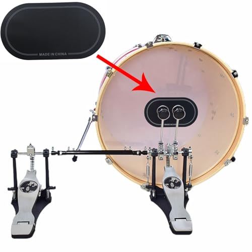 QAZXCDEW-2pcs Bass Drum Patch And Kick Drum Pad, Self Adhesive Drumhead Patches For Bass Drum Pedal Accessories, Includes Double And Single Pedal Protector (Black) - color: Black
