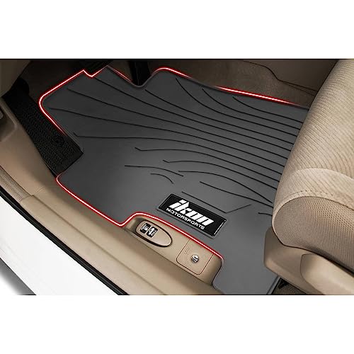 Fit 2006-2011 Honda Civic Coupe & Sedan Floor Mat IKON Style Gray/Grey | IKON MOTORSPORTS, All Weather Easy Clean Interior Car Carpets Full Set 3 Pieces Latex - color: Gray