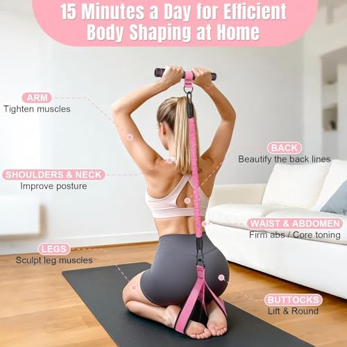 Resistance Exercise Band with Handles, Workout Band Weight Band for Physical Therapy,Strength Training Home Gym Fitness,with Door Anchor & Storage Bag. - color: Pink(30LBS,30LBS,30LBS）