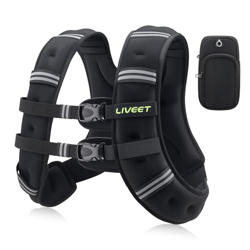 Weighted Vest, Weighted Vest for Women Men, 5lb/10lb/15lb/20lb/25lb/30lb SGS Certified Weight Vest with Pocket Reflective Strips Adjustable Buckle Straps for Walking Running Strength Training Cardio Workout - size: 20lbs