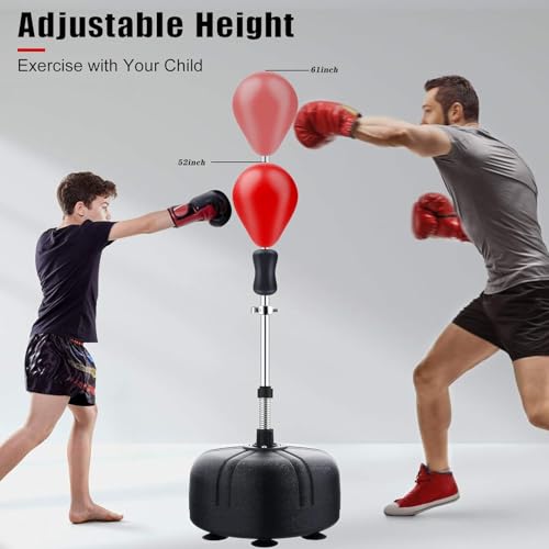 Punching Bag with Stand for Adults, Adjustable Height Free Standing Boxing Reflex Bag, Ideal for MMA Reflex Speed Training, Fitness,Punching and Muscle Building