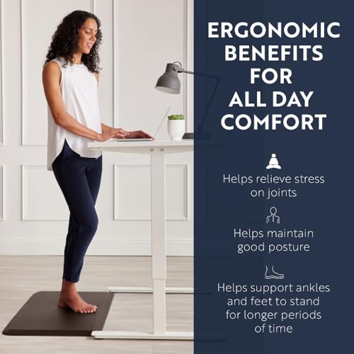 KANGAROO Anti Fatigue Mats for Kitchen Floor, Reduce Foot, Knee, Back Pressure, 3/4 Inch Thick Cushioned Ergonomic Mat, Waterproof Comfort Rug for Under Sink, Standing Desk, Store Floors, 17x24, Brown - color: Brown, size: 24" x 17" x 0.8"