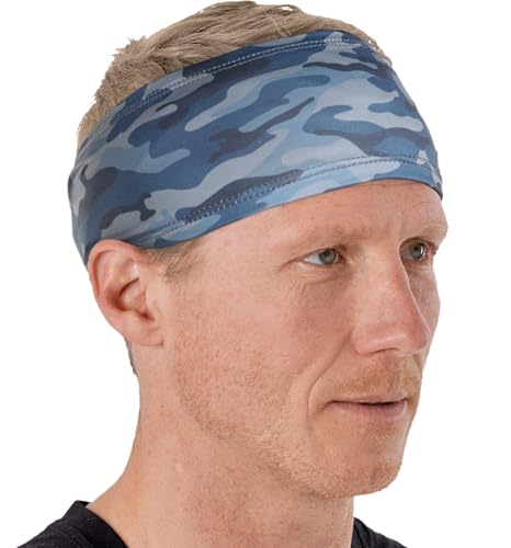 Tough Headwear Mens Headband | Sweat Headbands for Men Women Working Out Running Sports – Athletic Sweat Band Exercise - color: (1 pack) Blue Camo