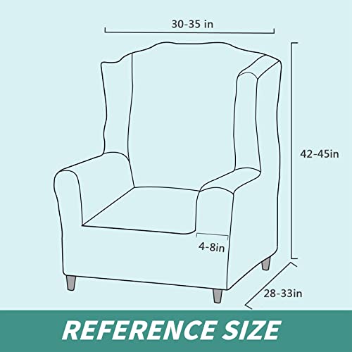 YEMYHOM 1 Piece Stretch Wingback Chair Slipcover Latest Jacquard Design Wing Chair Cover Non Slip Furniture Protector with Foam Rods for Living Room (Wing Chair, Peacock Blue) - color: Peacock Blue, size: 1 Pack - Wing Chair