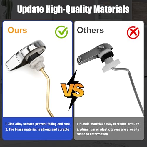for TOTO Toilet Handle Replacement Parts Kit, Side Mount Toilet Flush Handle for TOTO Kohler Toilet Tank, Universal THU068#CP Trip Lvr for St743S (Zinc Alloy & Copper Lever) - color: Bright Silver(Bending shape)