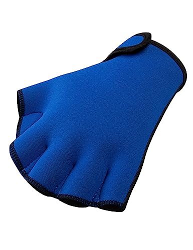 FitsT4 Sports Aqua Gloves Webbed Paddle Swim Gloves Fitness Water Aerobics - color: Blue, size: Medium